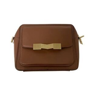 Bruno Magli Women Crossbody Camera Bag Brown Leather M Logo Adjustable Strap NWD